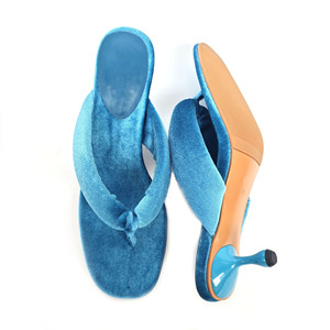 <span class=keywords><strong>Sandali</strong></span> infradito slip-on in velluto <span class=keywords><strong>blu</strong></span> per l'estate, stile europeo, punta tonda, morbidi e comodi, scarpe da festa con <span class=keywords><strong>tacco</strong></span> <span class=keywords><strong>basso</strong></span> da donna - Product Image 1
