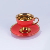 Ensemble de tasses à thé et à café en céramique plaquées or de luxe personnalisées, boîte cadeau 6 pièces