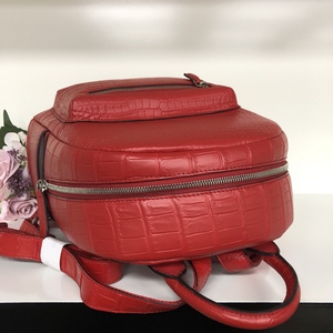 Crocodile <b>leather</b> <b>backpack</b> Designer luxury red bag Women's designer crocodile Red designer <b>backpack</b> - Product Image 2