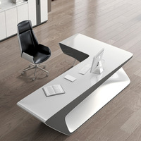 Bureau de table de luxe de meubles blancs de réception d'ordinateur moderne, utilisation de patron en pierre de corians