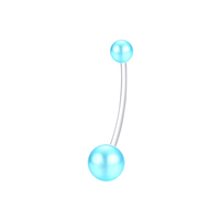 CRYSPURE Nouveaux Piercings de Nombril Tendance en Acrylique Bleu Perle Papillon, Tige Souple, Bijoux de Corps de Maternité, Vente en Gros