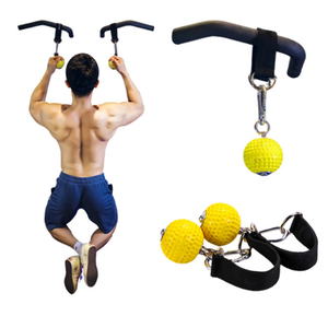 Poignées de traction Duolite jaunes pour exercices de force, sangles antidérapantes en nylon et acier, logo personnalisé, entraîneur de force corporelle - Product Image 1