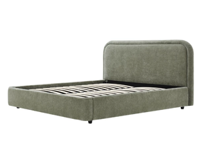 Кровать с изголовьем-козырьком и местом для хранения, светло-бежевая, для спальни - Product Image 2