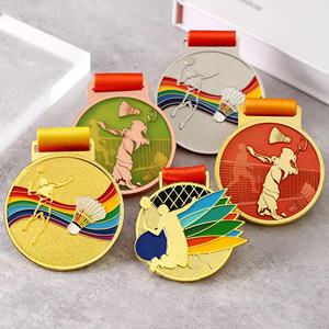 Vente en gros d'usine, conception personnalisée gratuite, médaille sportive en métal, artisanat métallique, souvenir 3D, médaille d'or de badminton - Product Image 1