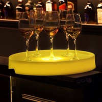 Plateau flottant rond pour boissons, 7 compartiments, en plastique, avec éclairage LED, porte-gobelets