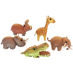Artesanías de madera Blue Planet, juguete de madera ensamblado para niños, modelo Animal DIY, regalo creativo hecho a mano, rompecabezas tridimensional