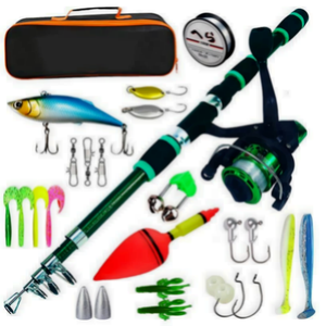 Nouvel Arrivage – Combo <span class=keywords><strong>Canne</strong></span> à Pêche et Moulinet Baitcasting en Fibre de Verre 1,8m/2,1m – Ensemble Complet - Product Image 1