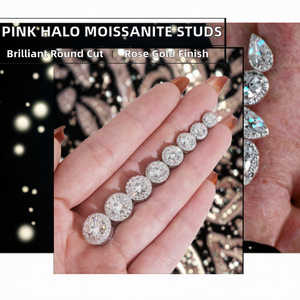 Moissanite Sakura Pink Halo <b>Earrings</b> Studs Brilliant Cut VVS GRA Certificate Sterling <b>Silver</b> Screw <b>Back</b> Women's Trendy - Product Image 2