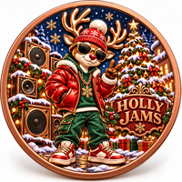 Pièce de monnaie commémorative de Noël personnalisée en cuivre pur 999 de 1 oz, motif animaux de Noël (rennes), en boîte cadeau, impression UV 3D en relief, objet de collection