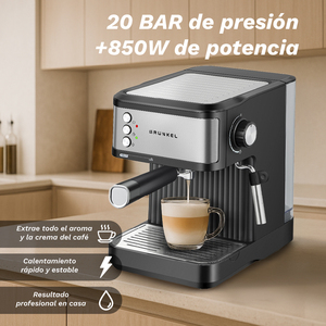 Cafetera Espresso Grunkel 20 Bares 850W Negra con Vaporizador para Uso Doméstico - Product Image 2