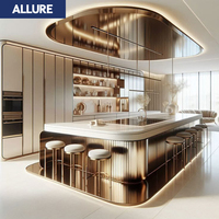 Meuble de cuisine Allure complet sur mesure : îlot, table, armoire, en aluminium et acier inoxydable, pour l'aménagement intérieur et extérieur
