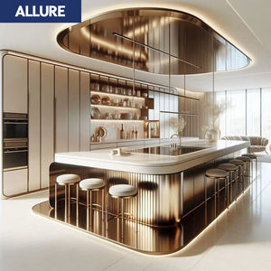 Allure ตู้กับข้าวแบบครบชุดตามสั่งโต๊ะเกาะอลูมิเนียมการออกแบบตกแต่งภายในภายนอกอาคารตู้สแตนเลสเฟอร์นิเจอร์ - Product Image 3