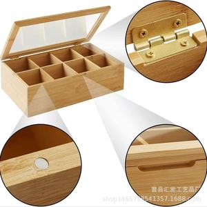 Wooden <b>Storage</b> Box 12-1/2x7-1/2x3-3/4 Inches With Dividers For Tea Coffee Organizing Desktop Living Room - Product Image 4
