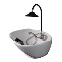 Bassin transfrontalier en acier inoxydable avec circulation d'eau dédiée, style massage, pour lit de shampoing, avec douchette et tuyau courbé