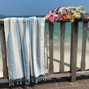 Asciugamani Turchi Hammam a Righe 100% Cotone, Personalizzabili con Nappe, Asciugatura Rapida, Anti-Sabbia, Ricamati, Portatili per Palestra e Uso Quotidiano - Vendita all'Ingrosso - Product Image 4