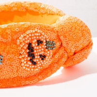 Desain Baru Bando Halloween Berhiaskan Biji Labu dan Manik-manik dengan Simpul, Bando Pesta dengan Payet Berkilau untuk Anak Perempuan, Aksesori Rambut untuk Liburan.