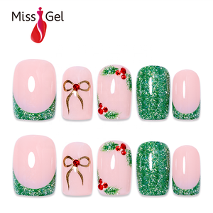 <span class=keywords><strong>Uñas</strong></span> Postizas Francesas con Brillo Verde, Forma Cuadrada, Medianas y Suaves, Hechas a Mano en ABS, 32 Piezas, <span class=keywords><strong>Uñas</strong></span> Artificiales para Chicas - Product Image 6