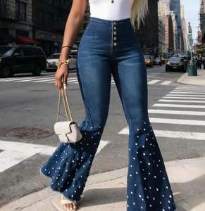 <span class=keywords><strong>Jean</strong></span> évasé taille haute pour femme, coupe bootcut, décontracté, <span class=keywords><strong>en</strong></span> denim respirant et élastique, délavé, hiver, taille XL, simple, vente <span class=keywords><strong>en</strong></span> gros - Product Image 5