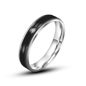 Stylish Striped Diamond <b>Couple</b> <b>Rings</b> Titanium Steel Wedding Bands Unisex Jewelry SA527 528 - Product Image 5