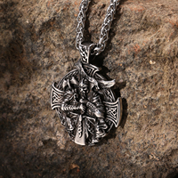 Collier Pendentif Guerrier Viking en Acier Inoxydable pour Hommes, Bijoux Historiques Mythologie Nordique, Prêt à Expédier