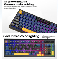 Teclado TWOLF T13 Negro Azul con Cable, Retroiluminación RGB Tricolor, Teclado para Juegos y Oficina, Periférico de Computadora para Windows
