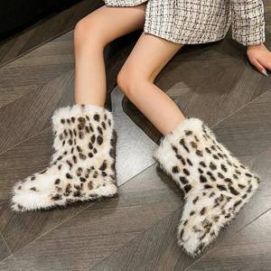 2026 Women's Indoor Home Anti-Slip Breathable Warm Glitter Cotton Slippers Fleece Thickened Midi Long Fur <b>Boots</b> <b>Winter</b> Thermal - Product Image 3