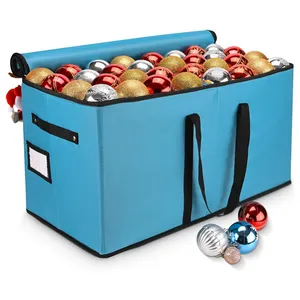 圣诞装饰品储物盒，带可调节分隔器的圣诞储物容器，适用于128节日装饰品