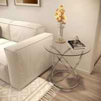 Table basse ronde en verre et acier inoxydable de luxe léger, design moderne, mobilier de maison adapté aux petits salons