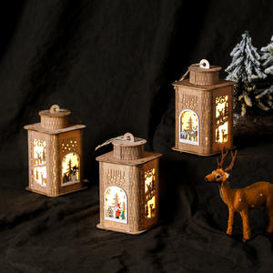 Pendentif de Noël en bois Boules de Noël Lumière Elk Santa LED Table en bois Lumière Décoration de Noël - Product Image 6