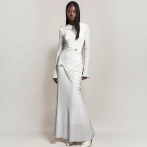 OUDINA Vestidos Largos de Punto Asimétricos de Diseño Exclusivo para Mujer, Nuevo Vestido Maxi Elegante con Detalle Trenzado para Damas - Product Image 1