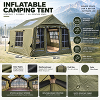 Tente de camping portable 300x265x210cm, tente gonflable à structure pneumatique, grande tente d'extérieur, installation rapide, grand espace, polycoton, OEM ODM, grossistes