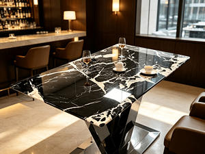 Mesa de Comedor de Mármol Negro Bulgari Natural de Lujo, Mesa de Comedor Rectangular Moderna de Mármol Azul Sodalita para Villa, Casa u Hotel - Product Image 4