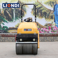Nouvelle rouleuse vibrante Liondi DVR-1000 de 1 tonne, double tambour, moteur Honda 9HP/13HP, système entièrement hydraulique, pneus en caoutchouc, 20kN