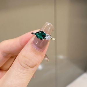 Dylam Top End Collection Rhodium Plated 925 Sterling <b>Silver</b> Diamond Sparkling Tear Oval <b>Emerald</b> Two Stone 5A Zirconia <b>Ring</b> - Product Image 2