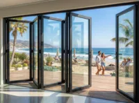Portes d'entrée de sécurité conformes aux normes australiennes NFRC CE TOMA AS2047, portes patio pliantes en aluminium, portes pivotantes en aluminium et verre métalliques