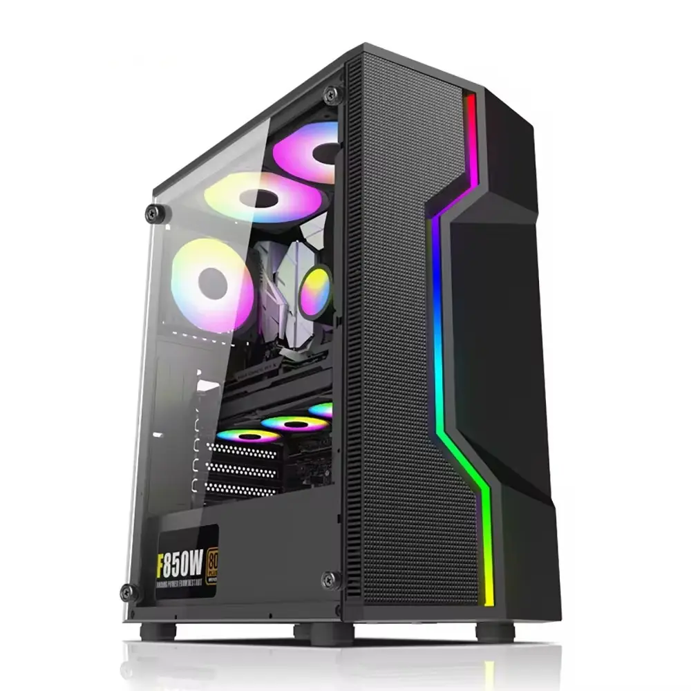 High Quality Atx Gaming Computer Cases & Towers Cabinet Gaming Pc Case Fans Computer Casing Desktop Cases with Rgb Usb Plastic