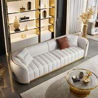 Canapé moderne blanc rembourré 2 3 places Luxe léger Salon Lounge Canapé-lit Canapés en cuir Ensemble de meubles