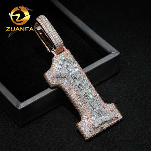 Pingentes Número Chosen One VVS <span class=keywords><strong>Moissanite</strong></span> com Diamantes Completos, Joia de Colar com Inicial do Nome - Product Image 6