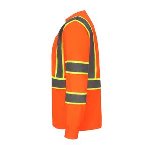 ANSI EN20471 Class 3 Orange <strong>Hi</strong> <strong>Vis</strong> Safety Shirt Big &amp; Tall Long Sleeve Reflective <strong>Workwear</strong> for Construction - Product Image 3