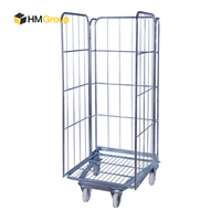 Chariot à cage pliable en acier pour le transport et le stockage durable sur 3 côtés