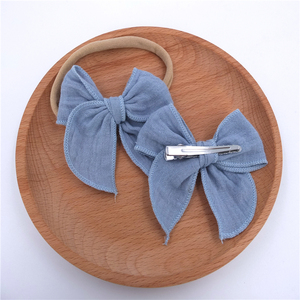 Pinces à cheveux ajustables en Nylon pour tout-petits, taille personnalisée, accessoire de coiffure pour petites filles, bandeau avec nœud en lin - Product Image 4