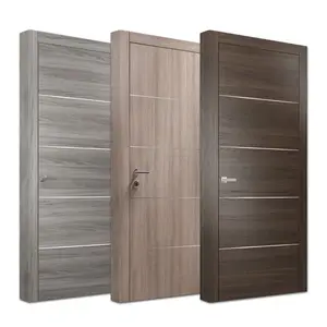 Venta caliente de fábrica losa interna prehung puertas interiores MDF PVC puerta Interior de madera maciza puerta de madera para casa
