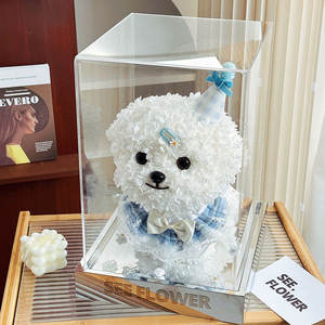 Fait à la main 40cm Chien <span class=keywords><strong>Maltais</strong></span> <span class=keywords><strong>Bichon</strong></span> Chiot Ornement Fleur Éternelle Conception Saint Valentin Cadeau D'anniversaire pour Meilleur Amie Petite Amie - Product Image 2