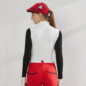 Tending golf palestra sport fitness t-shirt a righe a maniche lunghe per <span class=keywords><strong>donna</strong></span> maglietta a contrasto da ragazza con Zip a quarto - Product Image 2