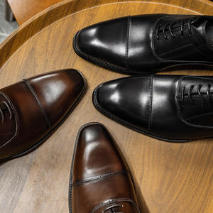 Chaussures habillées pour hommes en cuir véritable de haute qualité, fabriquées à la main, élégantes, formelles, à lacets, antidérapantes, respirantes pour les mariages - Product Image 2