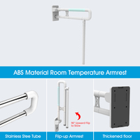 Barre d'appui pliable en TPE peu encombrante avec pied de support / Barre d'appui antidérapante pour salle de bain avec tube intérieur en aluminium épaissi