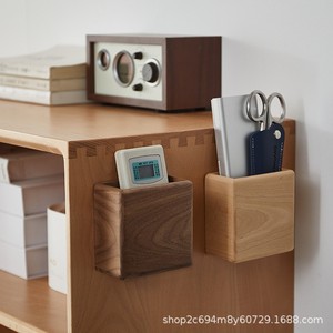 Solid Wood <b>Wall</b> <b>Mounted</b> <b>Storage</b> Box Rectangle Punch Free <b>Wall</b> <b>Storage</b> For Remote Phone Accessories - Product Image 2