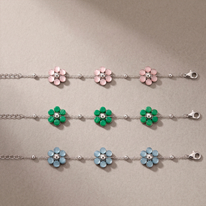 Braccialetto a Cuore <span class=keywords><strong>con</strong></span> <span class=keywords><strong>Fiore</strong></span> <span class=keywords><strong>Rosa</strong></span>, Versatile e alla Moda, <span class=keywords><strong>con</strong></span> Zirconi, Braccialetto Portafortuna Trendy per Regalo di Anniversario - Product Image 1