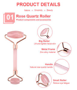 Masseur Facial Super <span class=keywords><strong>Pas</strong></span> <span class=keywords><strong>Cher</strong></span> Quartz Rose Gua Sha Set Rouleau de Jade Rose pour Outil de <span class=keywords><strong>Massage</strong></span> Rouleau de Cou Personnalisable - Product Image 3