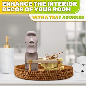 Bandeja Redonda de Ratán Tejida a Mano de 8.7 Pulgadas con Borde Liso Antideslizante y Duradero, Perfecta para Servir en el Hogar, la Cocina, el Comedor o en Fiestas - Product Image 5